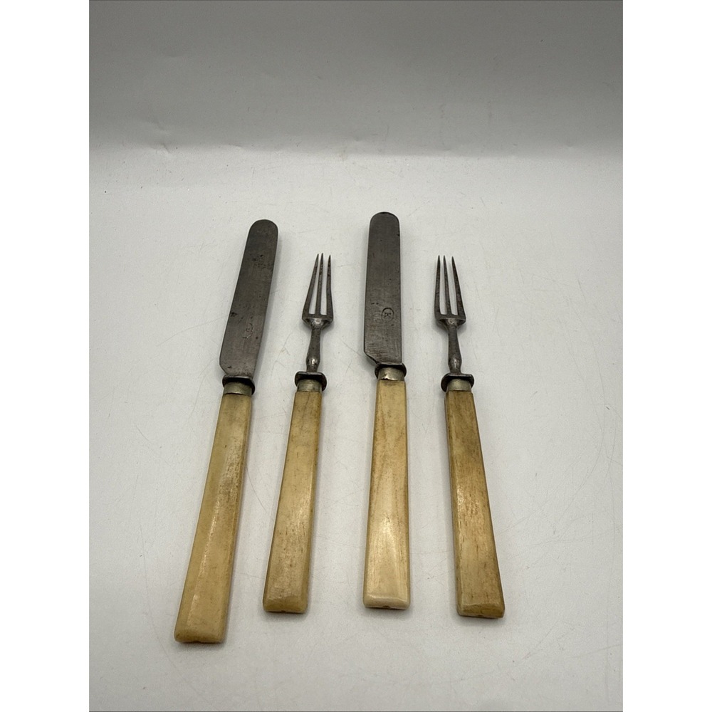 Antique Civil War Era Fork And Knife Set 4